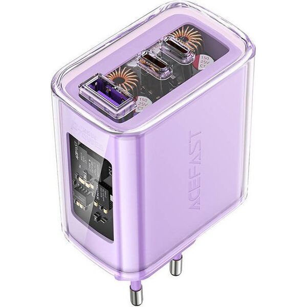 Ładowarka Acefast Ładowarka sieciowa Acefast A45, 2x USB-C, 1xUSB-A, 65W PD (fioletowa) 13116108 6974316282075