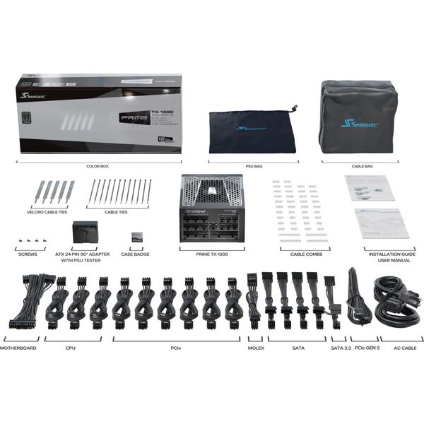 Zasilacz SeaSonic PRIME TX ATX 3.0 1300W (PRIME-TX-1300-ATX30) 13123062 4711173878025