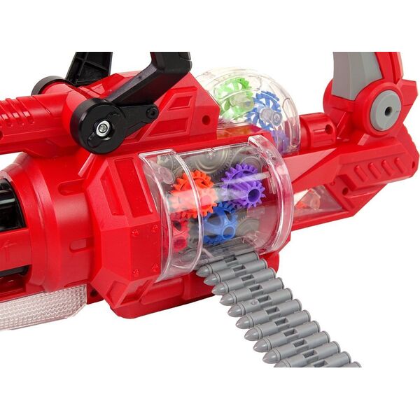 LeanToys Pistolet Elektyczny Obrotowe Działo Światło Dźwięk Czerwony 13127540 5905515359733
