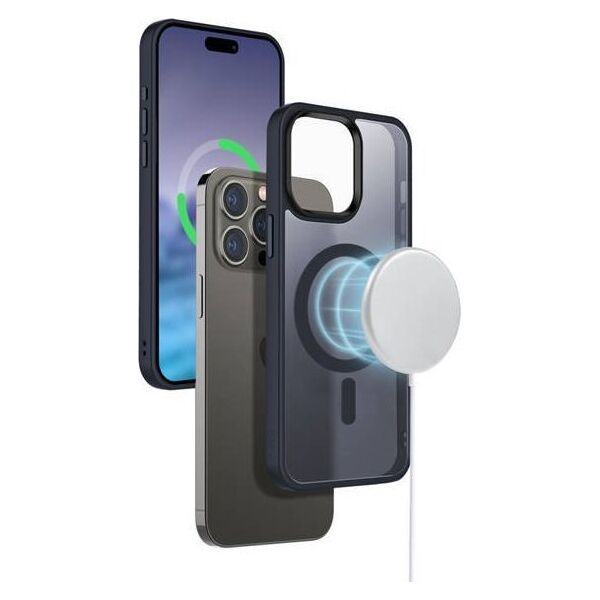 Crong Etui Hybrid Frost MAG Cover iPhone 15 Pro MagSafe Granatowe 13132653 5904310703291