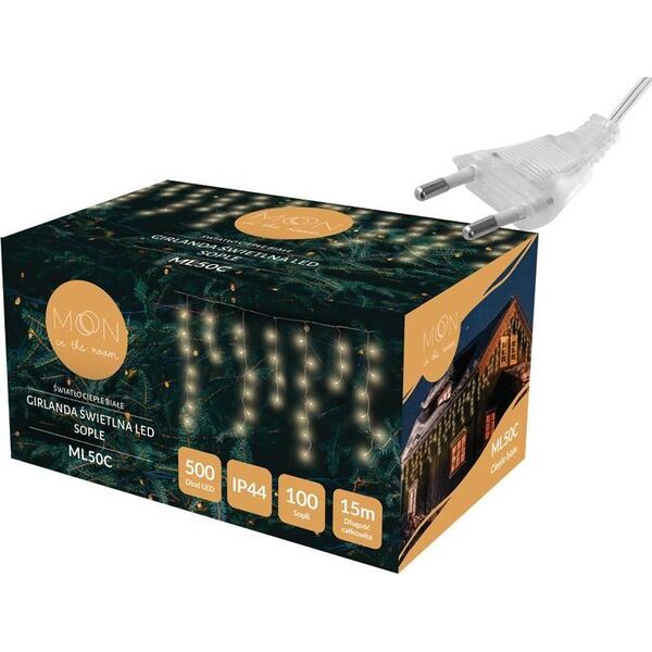 PR Girlanda świetlna 100 LED, sople, światło ciepłe białe 13133560 5902270777529