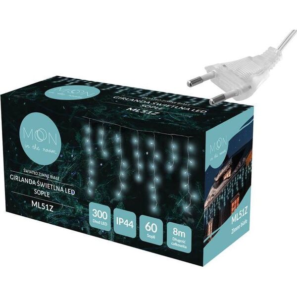 PR Girlanda świetlna 60 LED, sople, światło zimne białe+flash 13133568 5902270777543