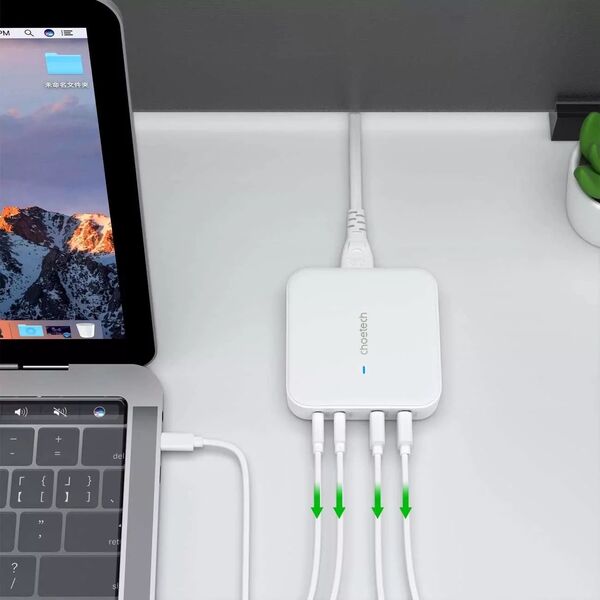 Ładowarka Choetech Ładowarka sieciowa Choetech PD8008, 2x USB-C, 2x USB-A, GaN, 100W (biała) 13156323 6932112104724