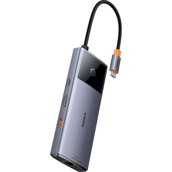 HUB USB Baseus Hub 6w1 Baseus Metal Gleam 2 Series, USB-C do 2xUSB 3.0 +USB-C + HDMI + USB-C PD + Ethernet RJ45 13168147 6932172643294