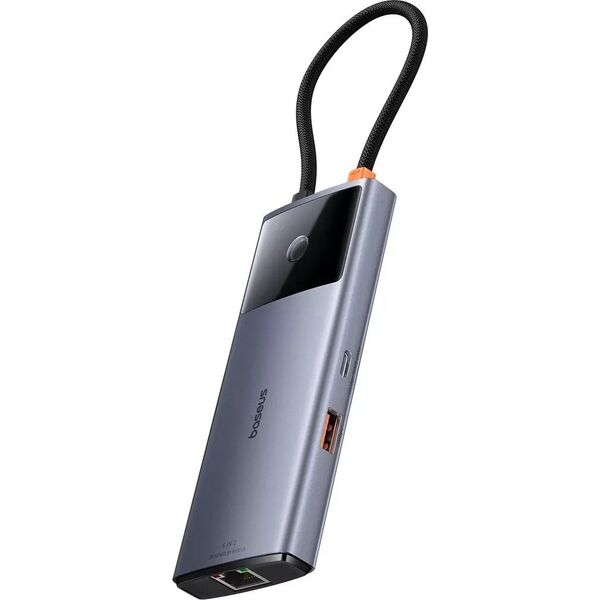 HUB USB Baseus Hub 6w1 Baseus Metal Gleam 2 Series, USB-C do 2xUSB 3.0 +USB-C + HDMI + USB-C PD + Ethernet RJ45 13168147 6932172643294