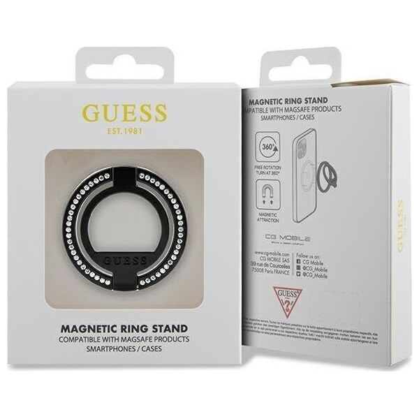 Guess Guess MagSafe Ring stand GUMRSALDGK czarny/black Rhinestone 13171126 3666339170356