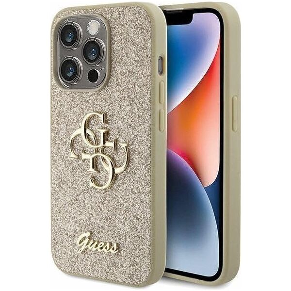 Guess Guess GUHCP15LHG4SGD iPhone 15 Pro 6.1" złoty/gold hardcase Glitter Script Big 4G 13171166 3666339147808