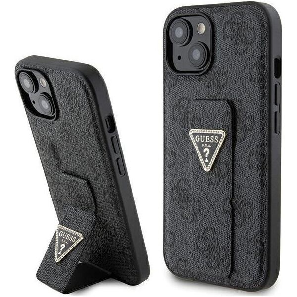Guess Guess GUHCP15SPGS4TDK iPhone 15 6.1" czarny/black hardcase Grip Stand 4G Triangle Strass 13171301 3666339197292