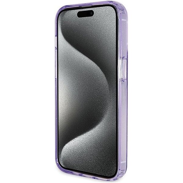 Guess Guess GUHMP15LHRSGSU iPhone 15 Pro 6.1" fioletowy/purple hardcase Ring Stand Script Glitter MagSafe 13171317 3666339156763