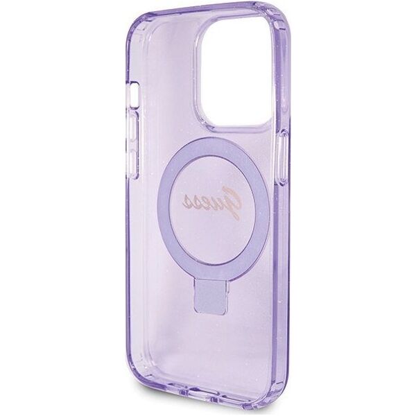 Guess Guess GUHMP15XHRSGSU iPhone 15 Pro Max 6.7" fioletowy/purple hardcase Ring Stand Script Glitter MagSafe 13171324 3666339156770