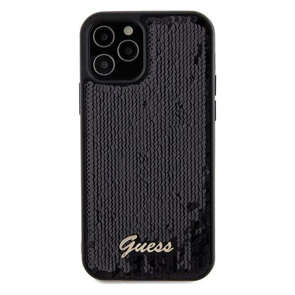 Guess Guess GUHCP12MPSFDGSK iPhone 12/12 Pro 6.1" czarny/black hardcase Sequin Script Metal 13171336 3666339172787