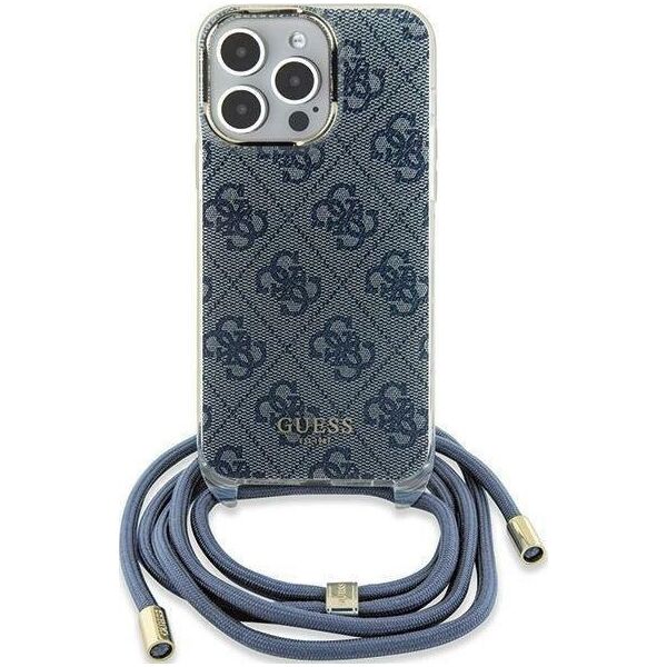 Guess Guess GUHCP15SHC4SEB iPhone 15 / 14 / 13 6.1" niebieski/blue hardcase Crossbody Cord 4G Print 13171362 3666339148201