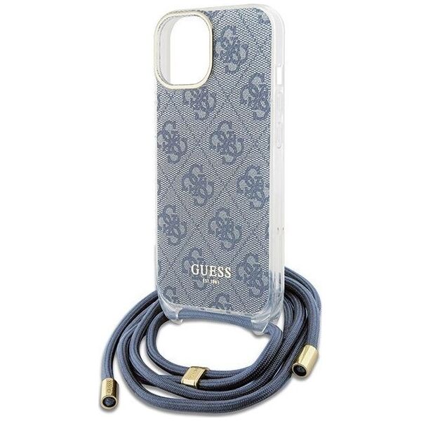 Guess Guess GUHCP15SHC4SEB iPhone 15 / 14 / 13 6.1" niebieski/blue hardcase Crossbody Cord 4G Print 13171362 3666339148201