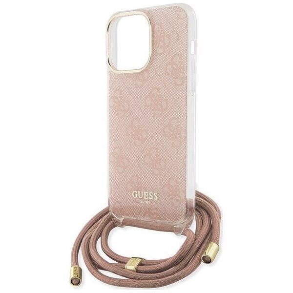 Guess Guess GUHCP15LHC4SEP iPhone 15 Pro 6.1" różowy/pink hardcase Crossbody Cord 4G Print 13171365 3666339148362