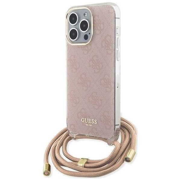 Guess Guess GUHCP15XHC4SEP iPhone 15 Pro Max 6.7" różowy/pink hardcase Crossbody Cord 4G Print 13171375 3666339148379