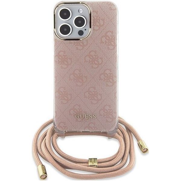 Guess Guess GUHCP15XHC4SEP iPhone 15 Pro Max 6.7" różowy/pink hardcase Crossbody Cord 4G Print 13171375 3666339148379