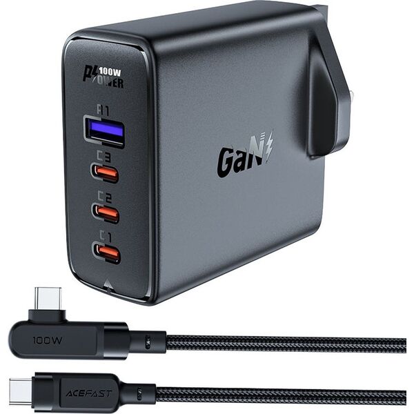 Ładowarka Acefast Szybka ładowarka GaN UK Acefast A40 100W PD 3x USB-C 1x USB-A - czarna 13177921 6974316281962