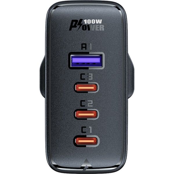 Ładowarka Acefast Szybka ładowarka GaN UK Acefast A40 100W PD 3x USB-C 1x USB-A - czarna 13177921 6974316281962