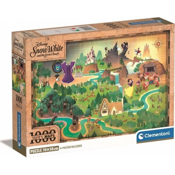Clementoni Puzzle 1000 elementów Compact Story Maps Królewna Śnieżka 13213427 8005125398140