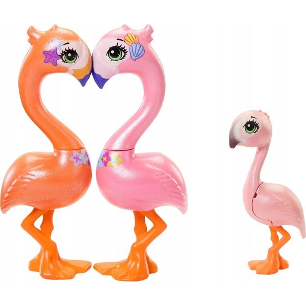 Mattel Lalka Enchantimals Rodzina Flamingów Florinda Flamingo + 3 Zwierzątka 13214170 194735188246