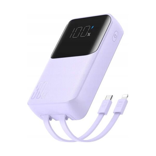 Powerbank Joyroom Joyroom JR-PBC06 z wbudowanymi kablami USB-C / Lightning 30W 10000mAh - fioletowy 13217626 6956116776473