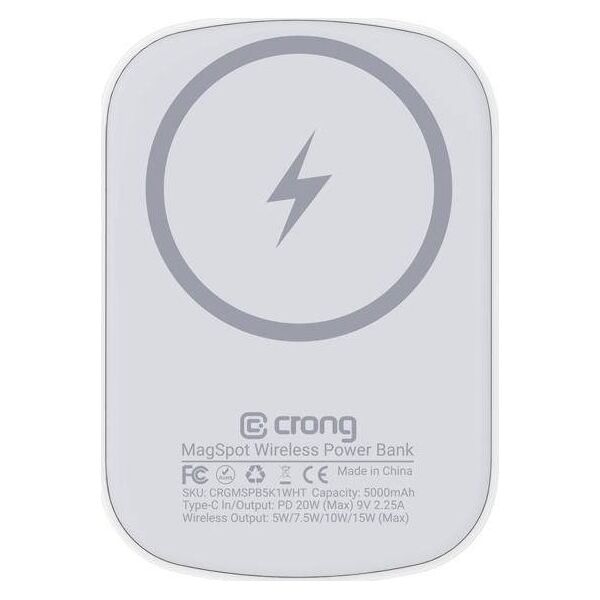 Powerbank Crong Bezprzewodowy power bank z MagSafe 5000mAh, USB-C 20W PD 13230214 5904310703833