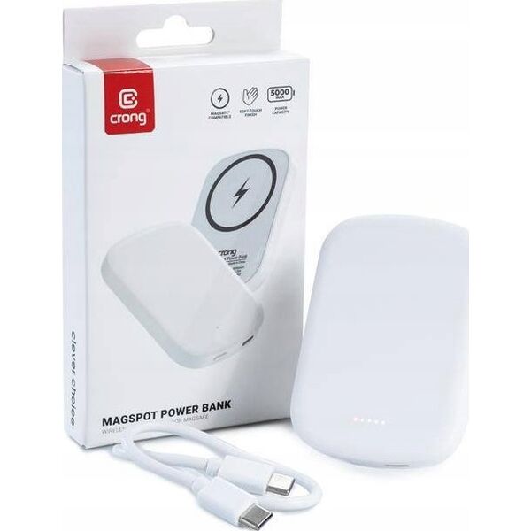 Powerbank Crong Bezprzewodowy power bank z MagSafe 5000mAh, USB-C 20W PD 13230214 5904310703833