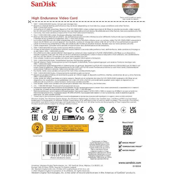 Karta SanDisk High Endurance SDXC 512 GB UHS-I  (2200510000) 13232791 619659205003