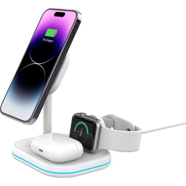 Ładowarka Tech-Protect Ładowarka bezprzewodowa Tech-Protect QI15W-A27 3in1 Magnetic MagSafe Wireless Charger White 13237505 9490713934647