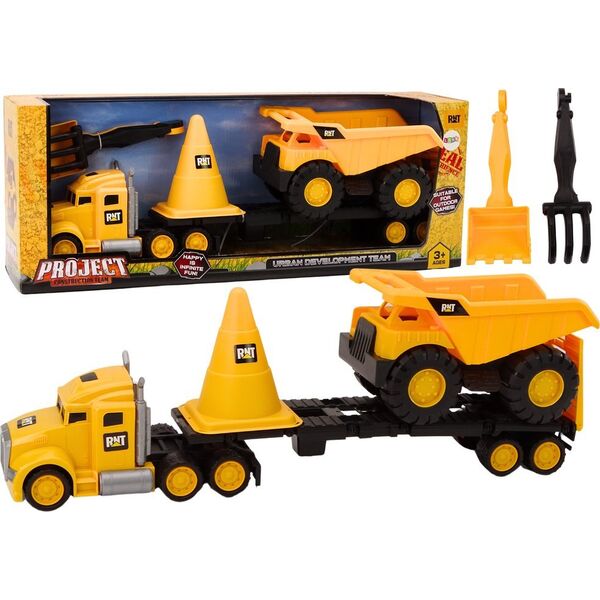 LeanToys Zestaw Maszyn Budowlanych Ciężarówka Wywrotka Ruchome Żółty 13239200 5905991018339