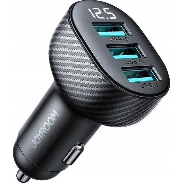 Ładowarka Joyroom Ładowarka samochodowa Joyroom JR-CCD03 3.4A z wyświetlaczem 3x USB-A - czarna 13239218 6941237112002
