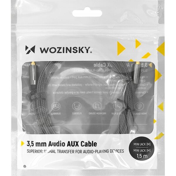 Kabel Wozinsky WOZINSKY UNIWERSALNY KABEL MINI JACK 2X KABEL AUX 2 M CZARNY 13240739 5907769307447