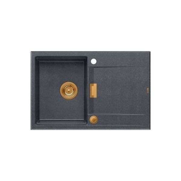 Zlewozmywak Owen OWEN 111 GraniteQ zlewozmywak z syfonem Push 2 Open 1-komorowy z/o (760x500x215| kom. 330x430) black diamond / elementy miedziane 13241487 5904310997980