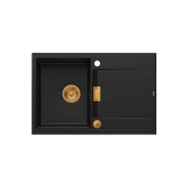 Zlewozmywak Owen OWEN 111 GraniteQ zlewozmywak z syfonem Push 2 Open 1-komorowy z/o (760x500x215| kom. 330x430) pure carbon / elementy miedziane 13241490 5904310998000