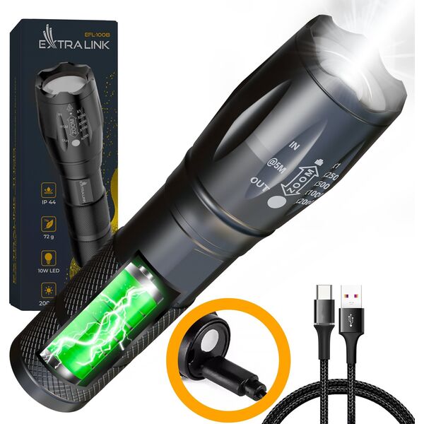 Latarka ExtraLink EXTRALINK FLASHLIGHT EFL-1031 ODIN 10W LED 400LM RECHARGEABLE BATTERY 13243991 5905090330707