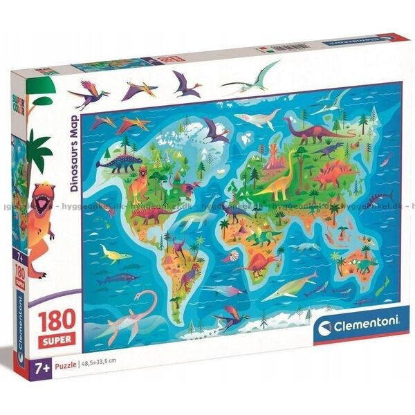Clementoni Puzzle 180 elementów Dinosaurs Map 13244894 8005125297900