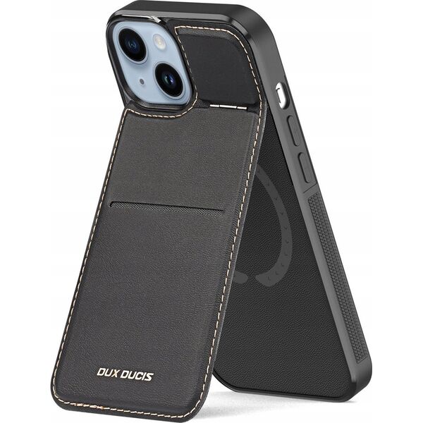 Dux Ducis Etui portfel Dux Ducis Rafi Mag z podstawką 3w1 do iPhone 15 Plus z MagSafe i blokadą RFID - czarne 13249899 6934913024386