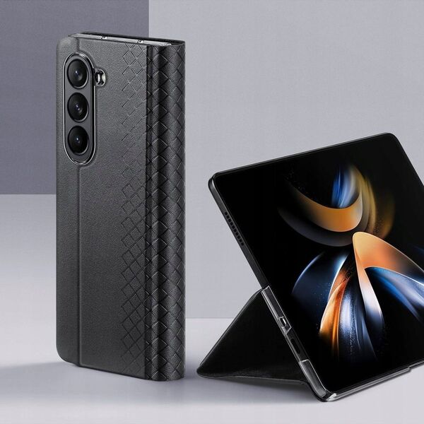 Dux Ducis Skórzane etui z klapką i portfelem do Samsung Galaxy Z Fold5 5G Dux Ducis Bril - czarne 13249937 6934913026700