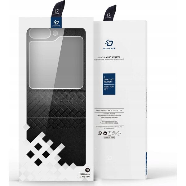 Dux Ducis Skórzane etui Samsung Galaxy Z Flip5 5G z klapką portfel pokrowiec na tył Dux Ducis Bril - czarne 13249938 6934913026670