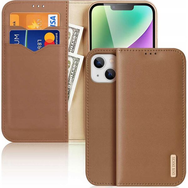 Dux Ducis Etui z portfelem Dux Ducis Hivo z blokadą RFID do iPhone 15 Plus - brązowe 13249941 6934913025512