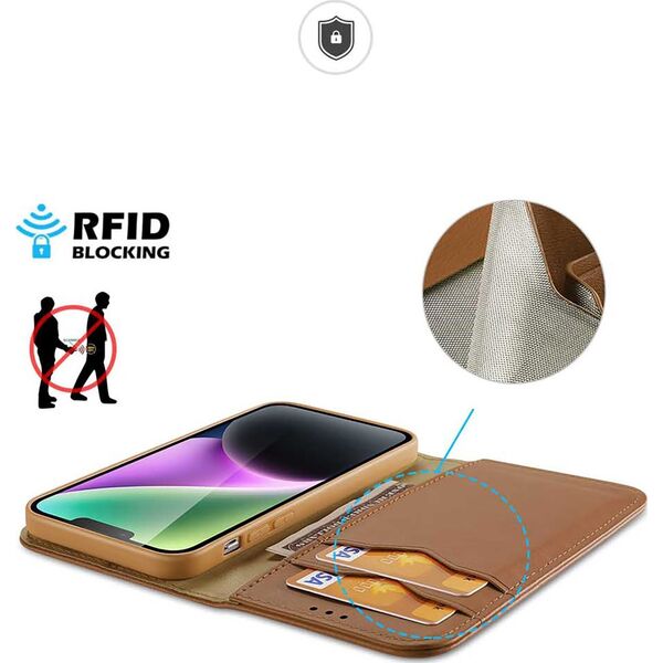 Dux Ducis Etui z portfelem Dux Ducis Hivo z blokadą RFID do iPhone 15 Plus - brązowe 13249941 6934913025512