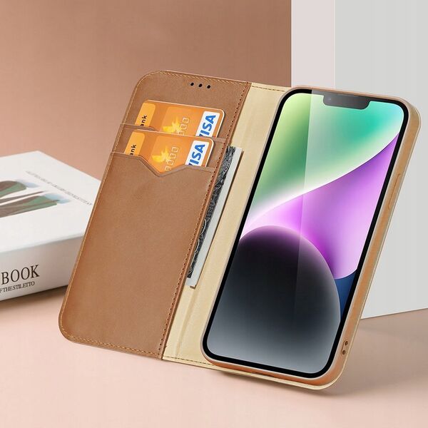Dux Ducis Etui z portfelem Dux Ducis Hivo z blokadą RFID do iPhone 15 Plus - brązowe 13249941 6934913025512