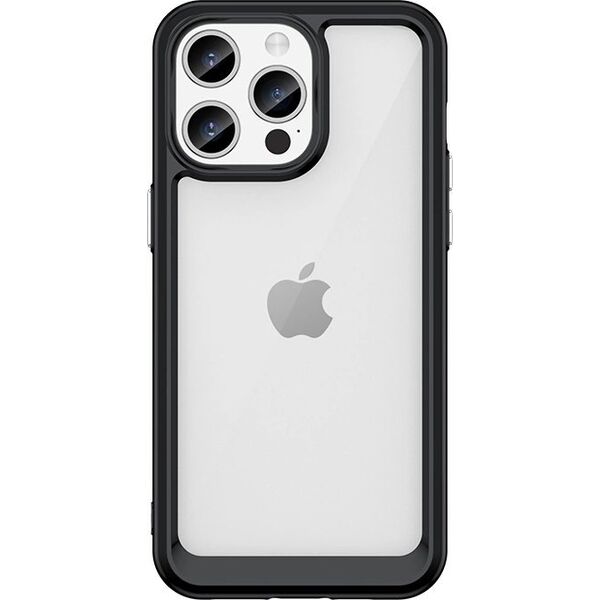 Hurtel Wzmocnione etui z elastyczną ramką do iPhone 15 Pro Max Outer Space - czarne 13250229 9145576279694