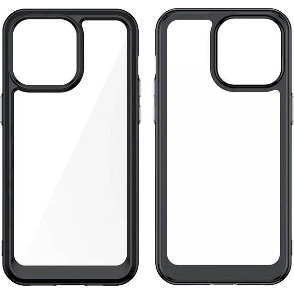 Hurtel Wzmocnione etui z elastyczną ramką do iPhone 15 Pro Max Outer Space - czarne 13250229 9145576279694