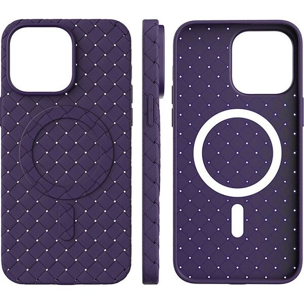 Hurtel Plecione etui MagSafe Woven Case do iPhone 15 Pro Max - granatowe 13250469 9145576281352