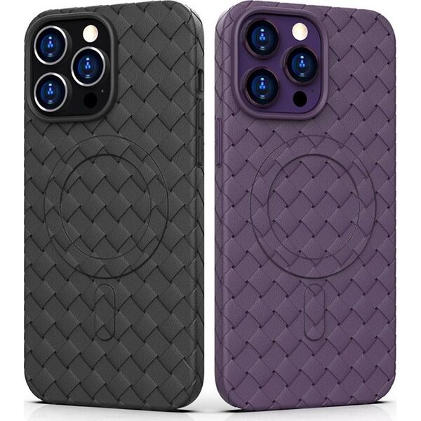 Hurtel Plecione etui MagSafe Woven Case do iPhone 15 Pro Max - granatowe 13250469 9145576281352