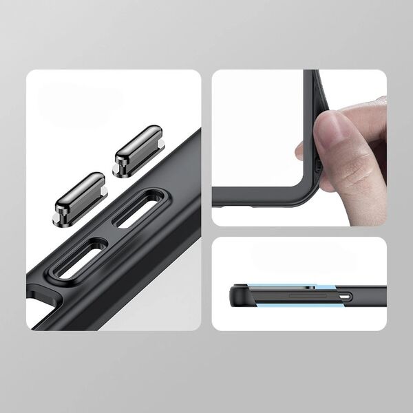 Hurtel Wzmocnione etui z elastyczną ramką do iPhone 15 Pro Outer Space - czarne 13250657 9145576279656