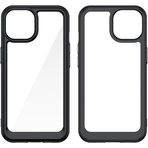 Hurtel Wzmocnione etui z elastyczną ramką do iPhone 15 Plus Outer Space - czarne 13250673 9145576279618