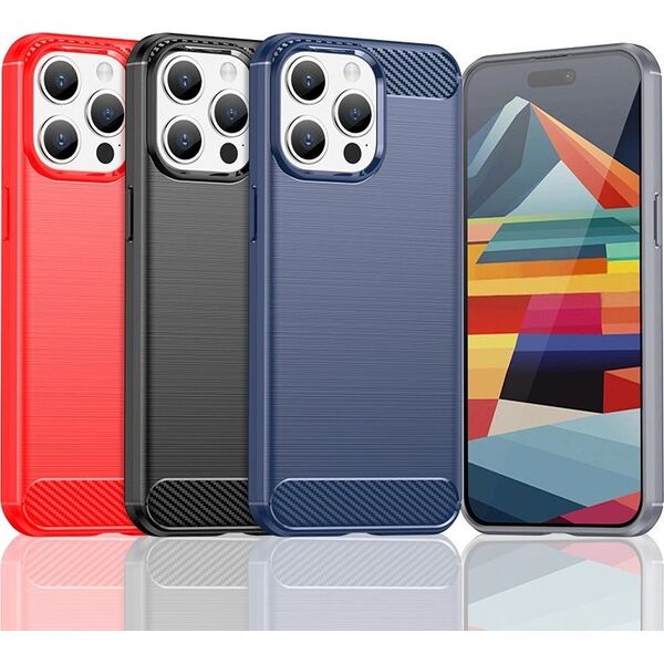 Hurtel Elastyczne etui wzór karbon do iPhone 15 Pro Carbon Case - niebieskie 13250713 9145576279465