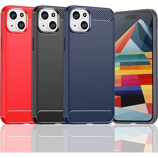 Hurtel Elastyczne etui wzór karbon do iPhone 15 Plus Carbon Case - niebieskie 13250723 9145576279441